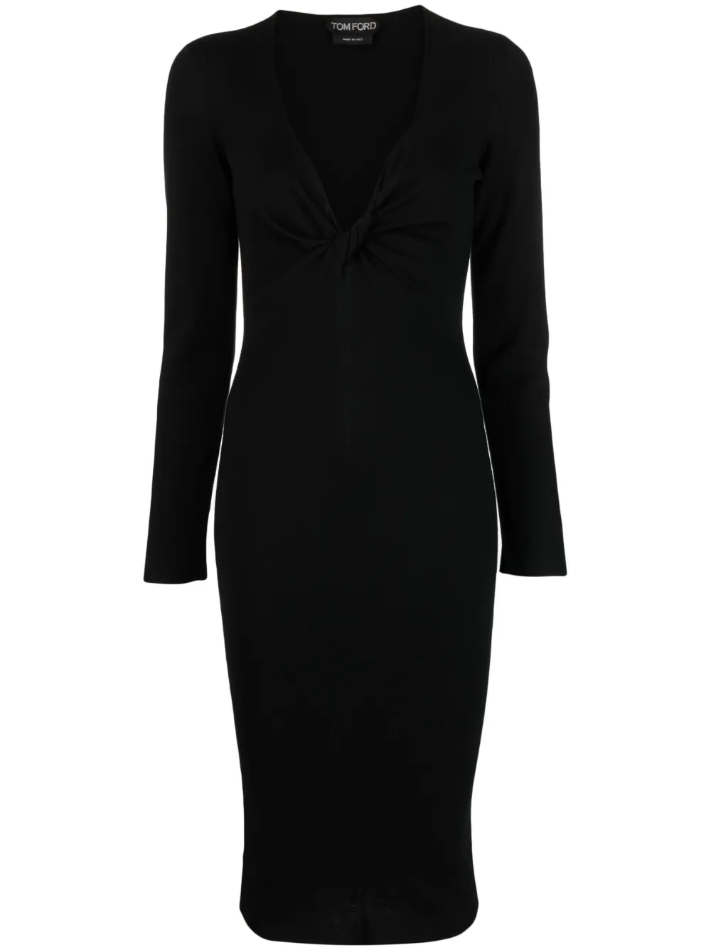 

Трикотажное платье с V-образным вырезом TOM FORD, черный