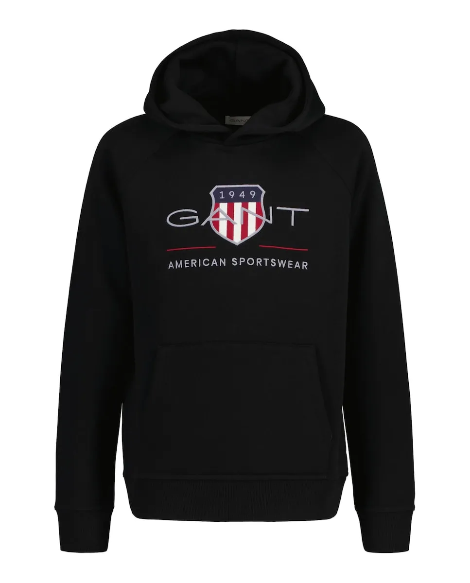 

Толстовка с капюшоном и рисунком спереди Gant, черный
