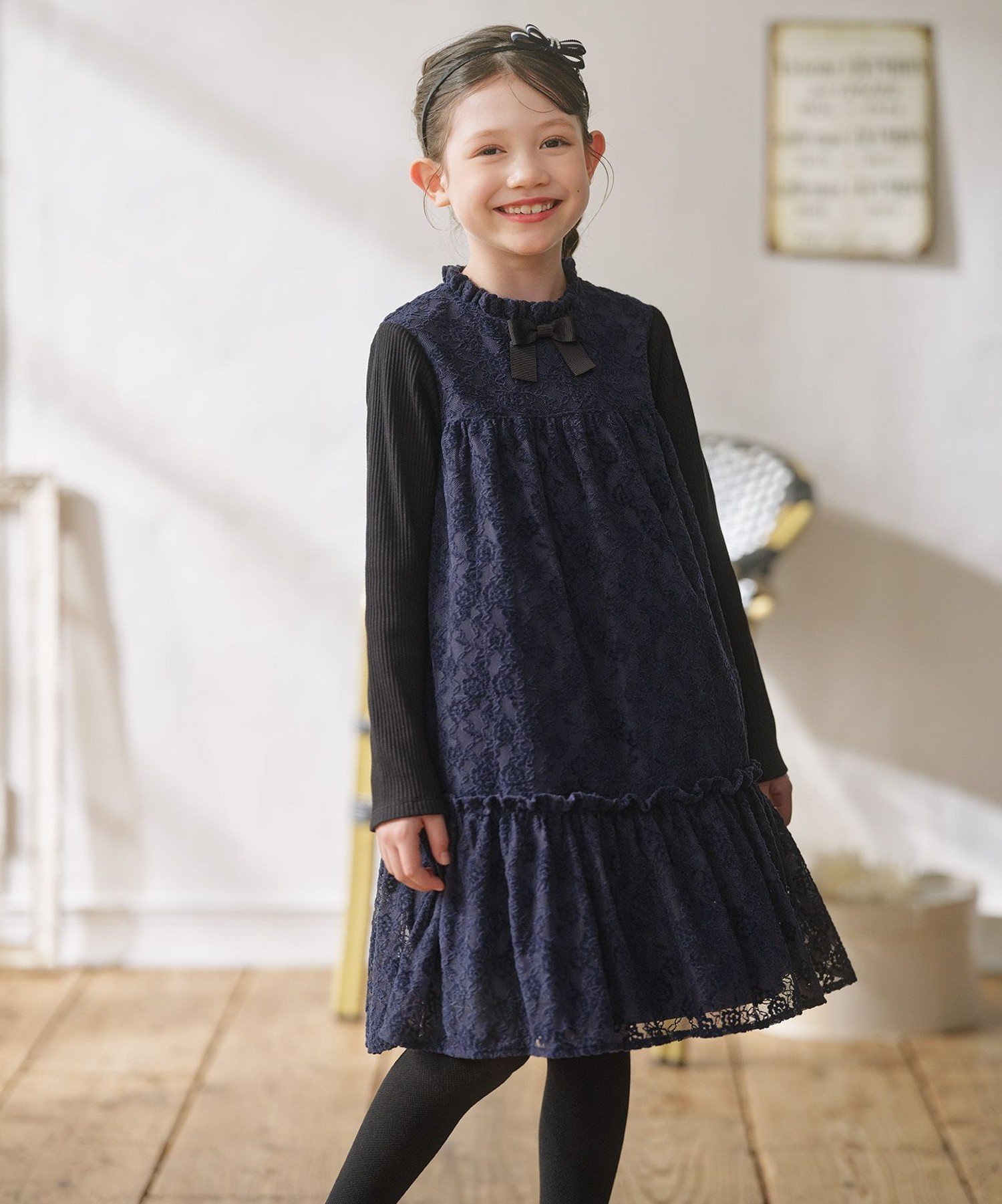 [110-140 см] Снежное кружевное платье Kids Suite, Navy [075]