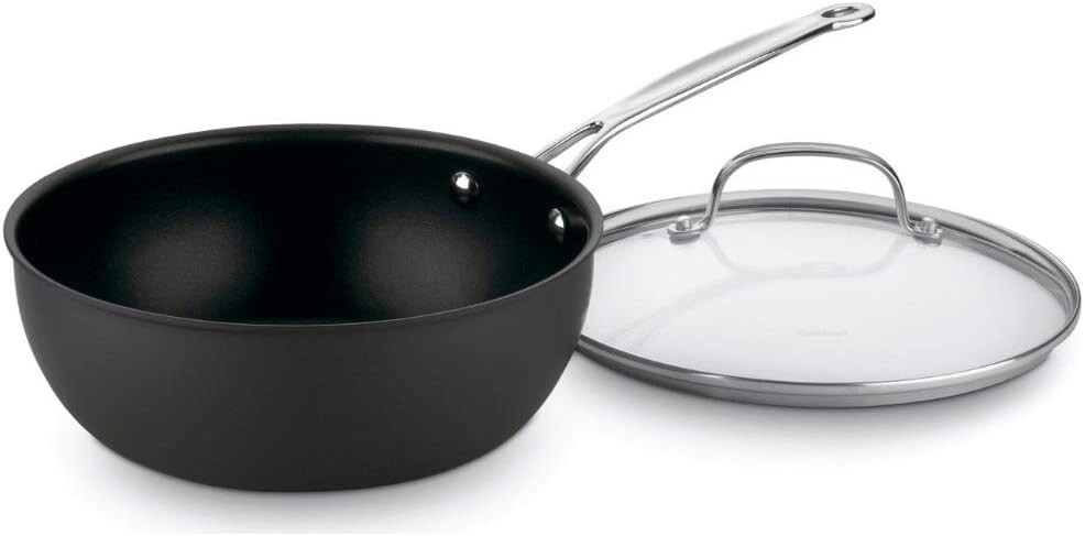 

Cuisinart 635-24 Классическая сковорода Chef's с антипригарным покрытием и твердым анодированным покрытием объемом 3 литра с крышкой, Chef'S Pan W/Cover