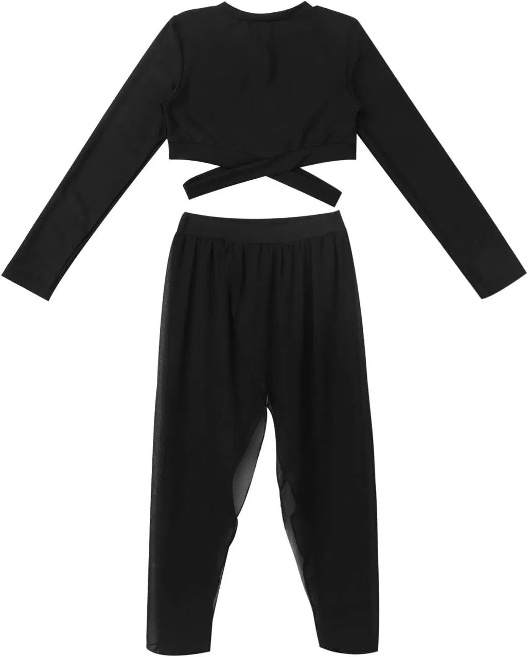 Детский спортивный костюм Mufeng, топ и леггинсы, Long Sleeve Black — фото 4