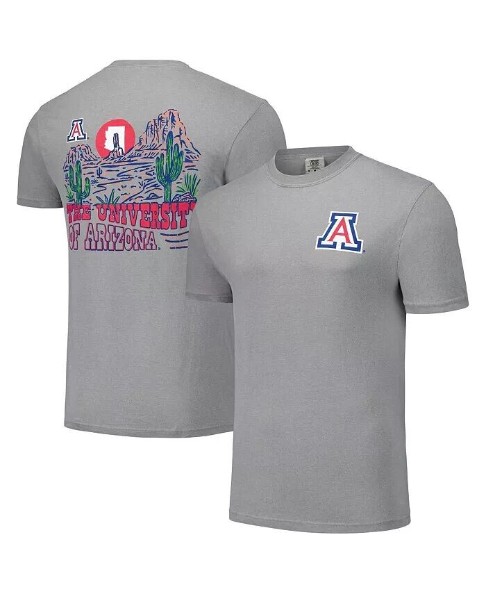 

Мужская и женская серая футболка Arizona Wildcats Hyper Local Cactus Sketch Scene Image One