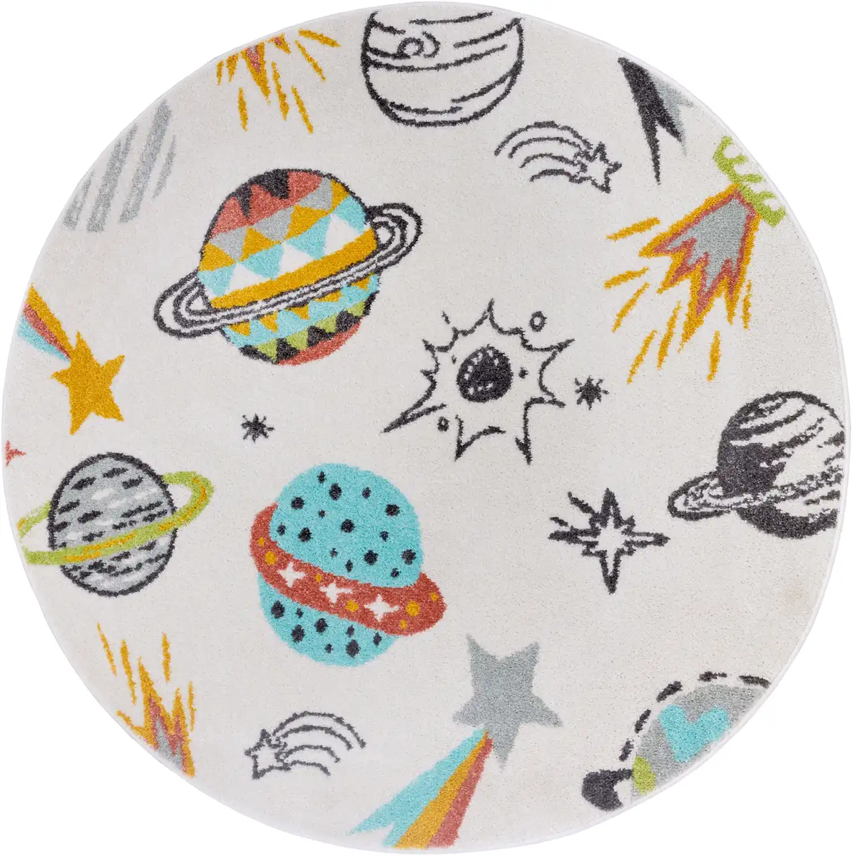 

HANSE Home детский ковер "Adventures Round Space", круглый, игровой коврик, мягкий, детская комната, короткий ворс, игровой коврик, ковер Ø 100 см, кремовый