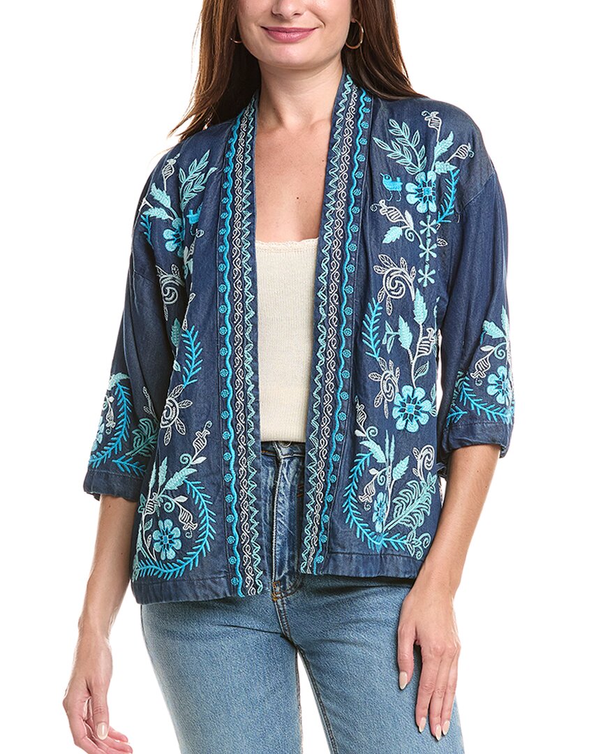 

Джонни Вас Короткий кимоно с завязывающимися рукавами Johnny Was, синий