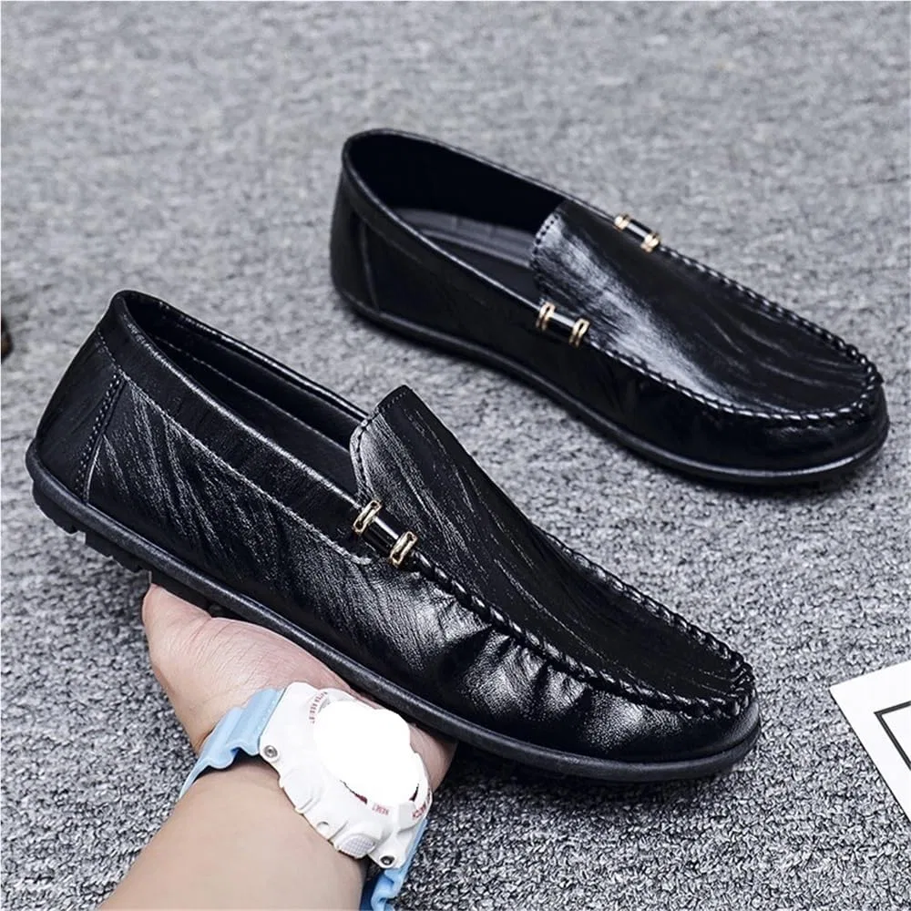 Лоферы мужские из PU кожи, повседневные, на плоском каблуке, черный UOPYNE — фото 2