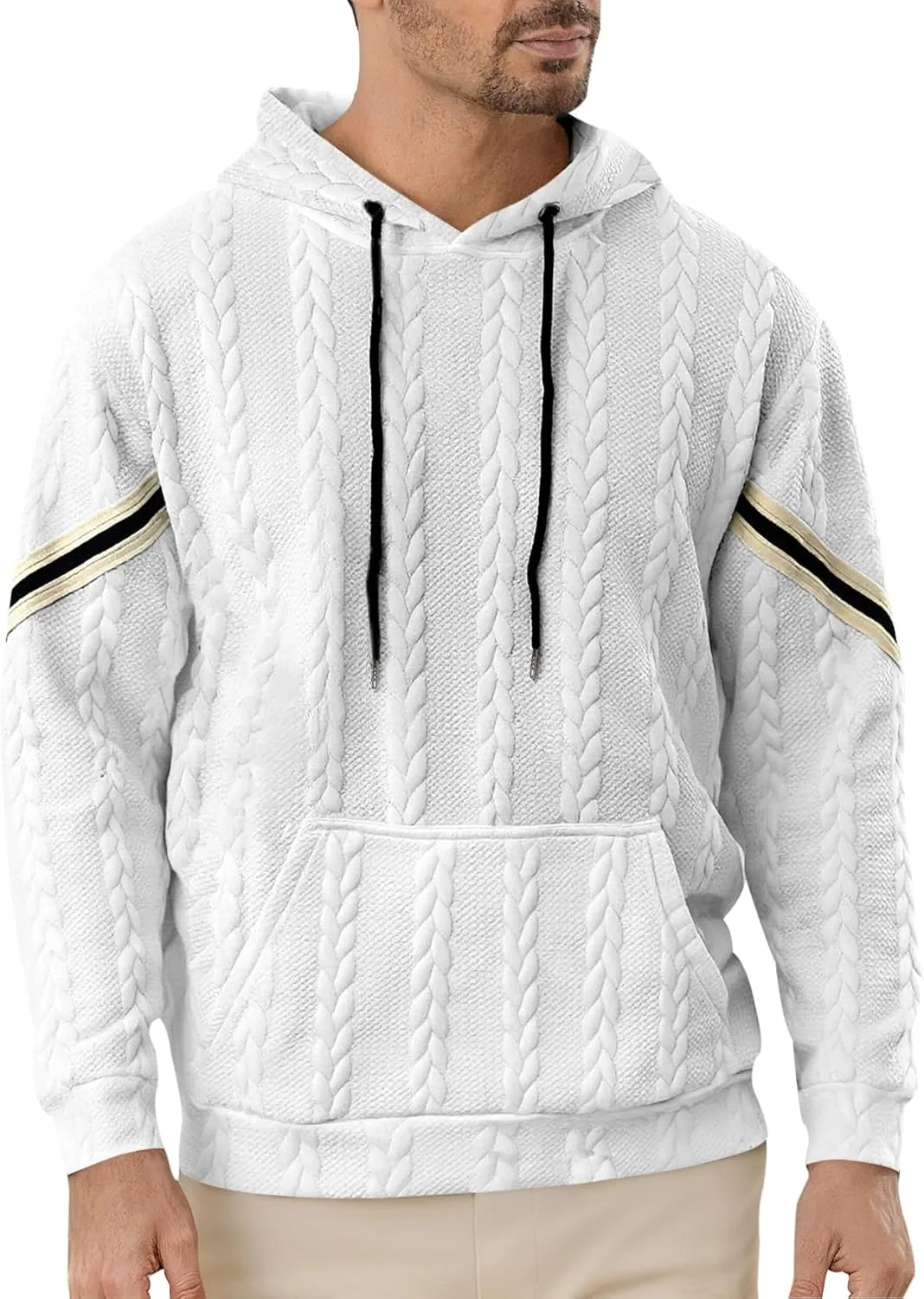 

Мужской легкий худи с жаккардовым пэчворком