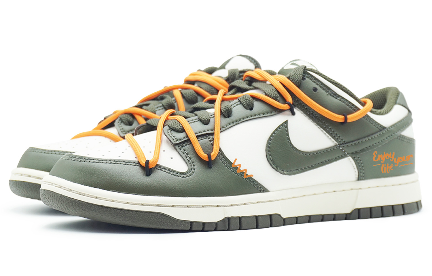 Износостойкие низкие кроссовки Dunk для скейтбординга мужские оранжево- Nike, зеленый — фото 4