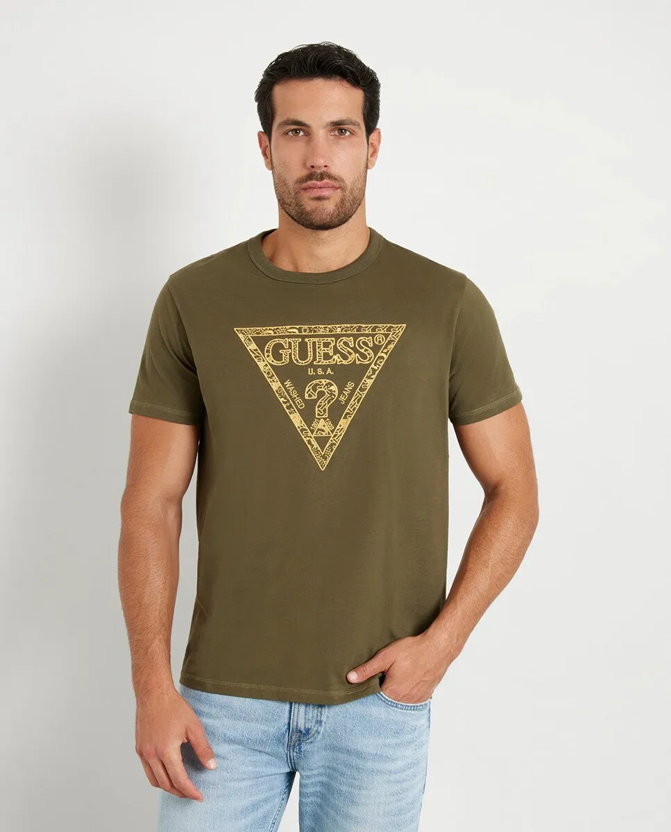 

Мужская футболка с логотипом спереди Guess, цвет Verde Militar