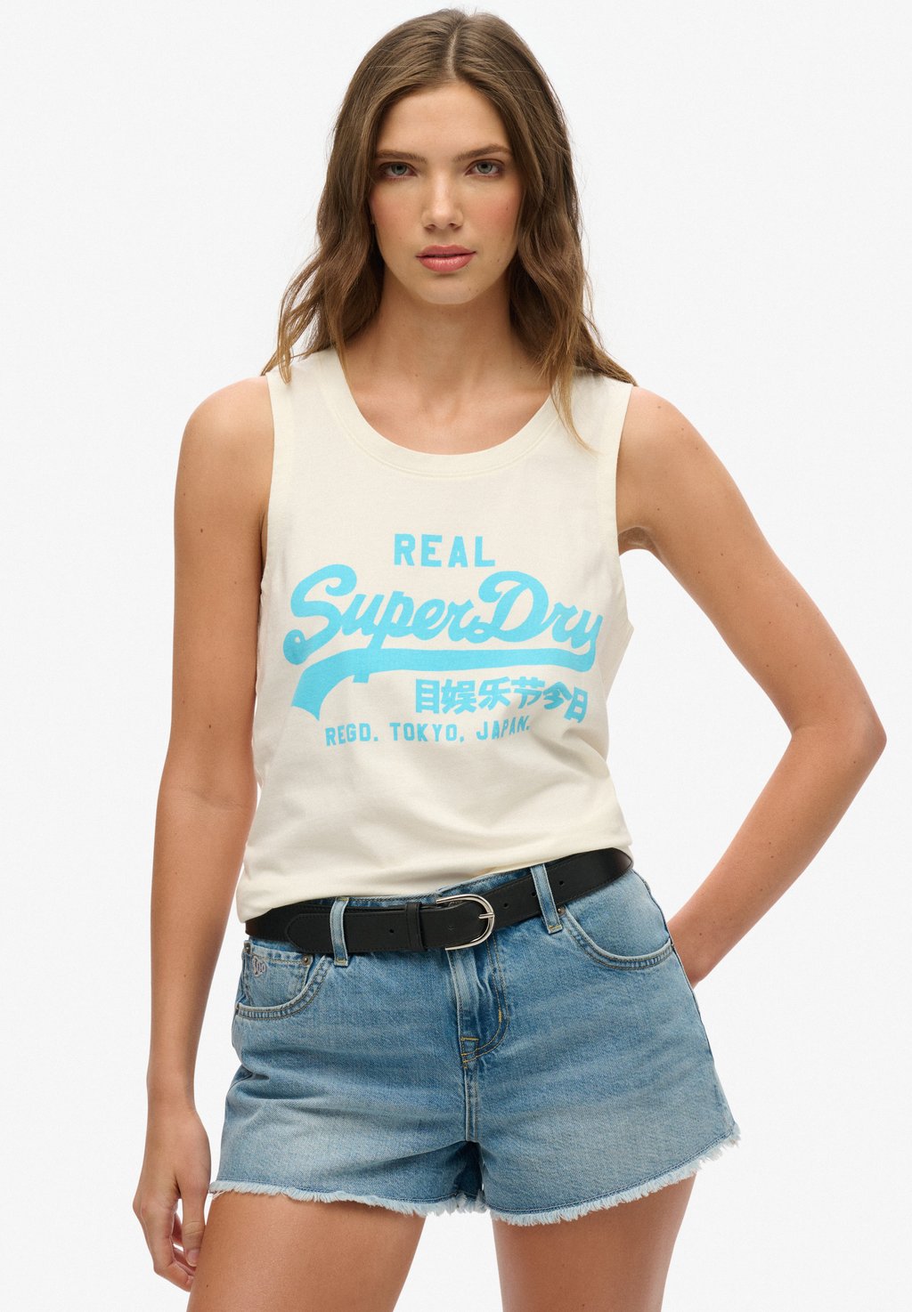 

Топ VINTAGE LOGO NEON SCOOP NECK TANK Superdry, белый