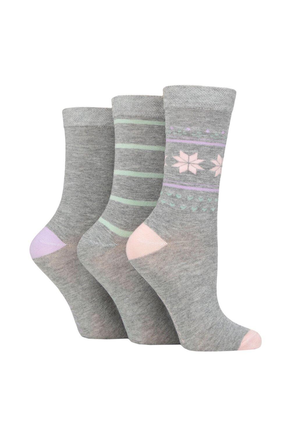 

3 пары рождественских бамбуковых носков SOCKSHOP Lazy Panda, серый