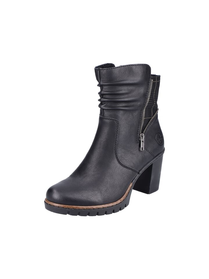 Сапоги женские Rieker Stiefelette короткие на каблуке, черный