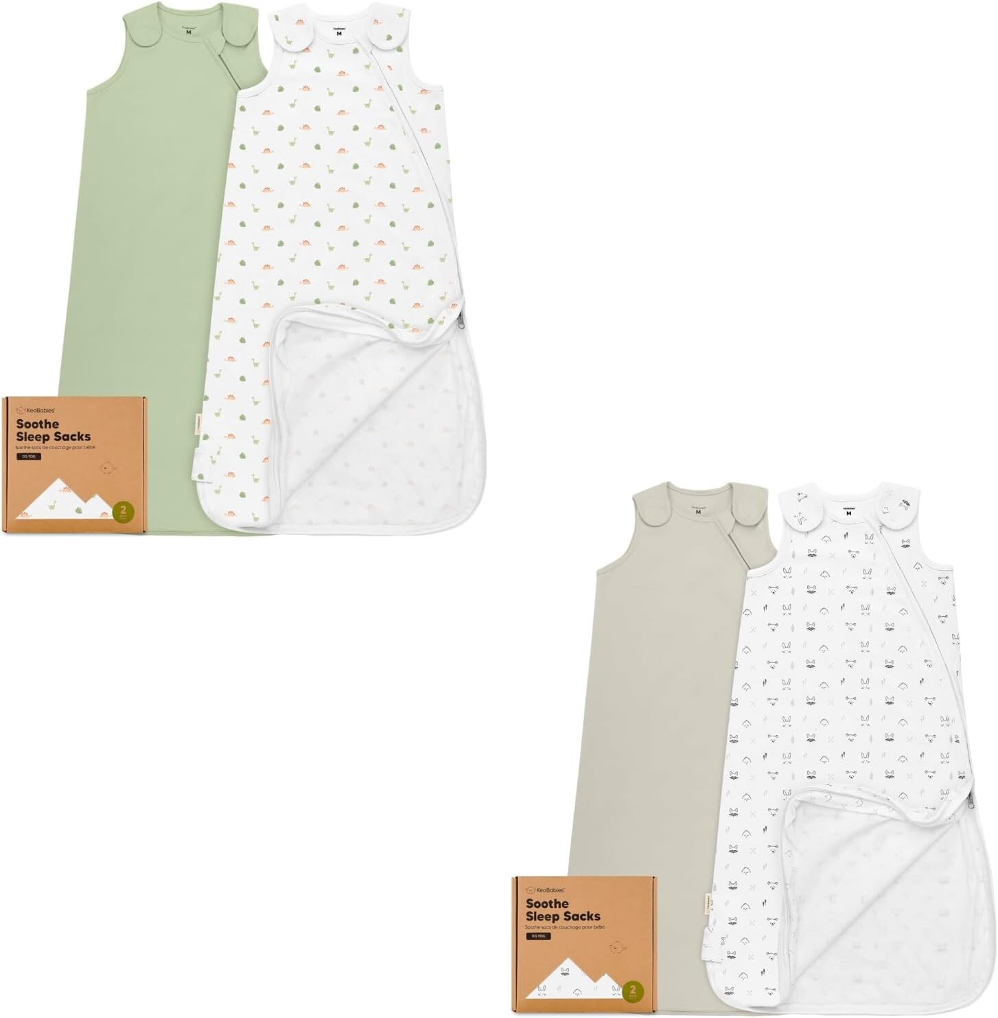 

Kea 2 упаковки органических спальных мешков для младенцев, 100% хлопок и детский спальный мешок — носимое детское одеяло, спальный мешок для младенцев, пеленальный мешок для малышей, спальный мешок для новорожденных KeaBabies