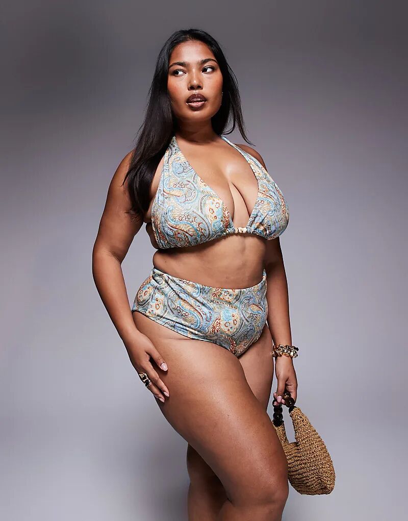 

Плавки бикини Curve Sarah с высокой талией и принтом шарфа от ASOS DESIGN Asos Curve