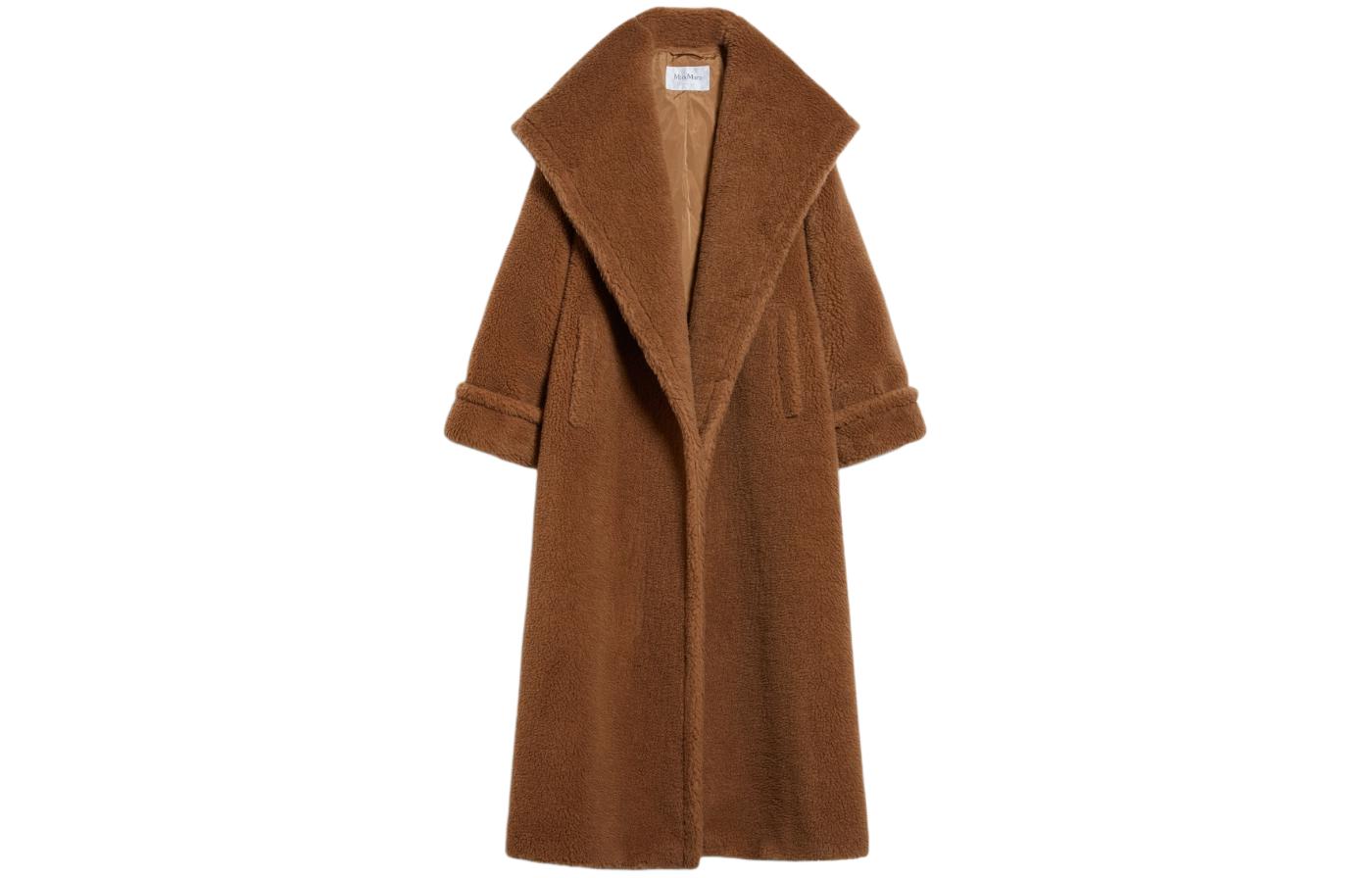 

MaxMara Женское пальто-халат Teddy из коллекции Apogeo, свободного кроя, коричневого цвета