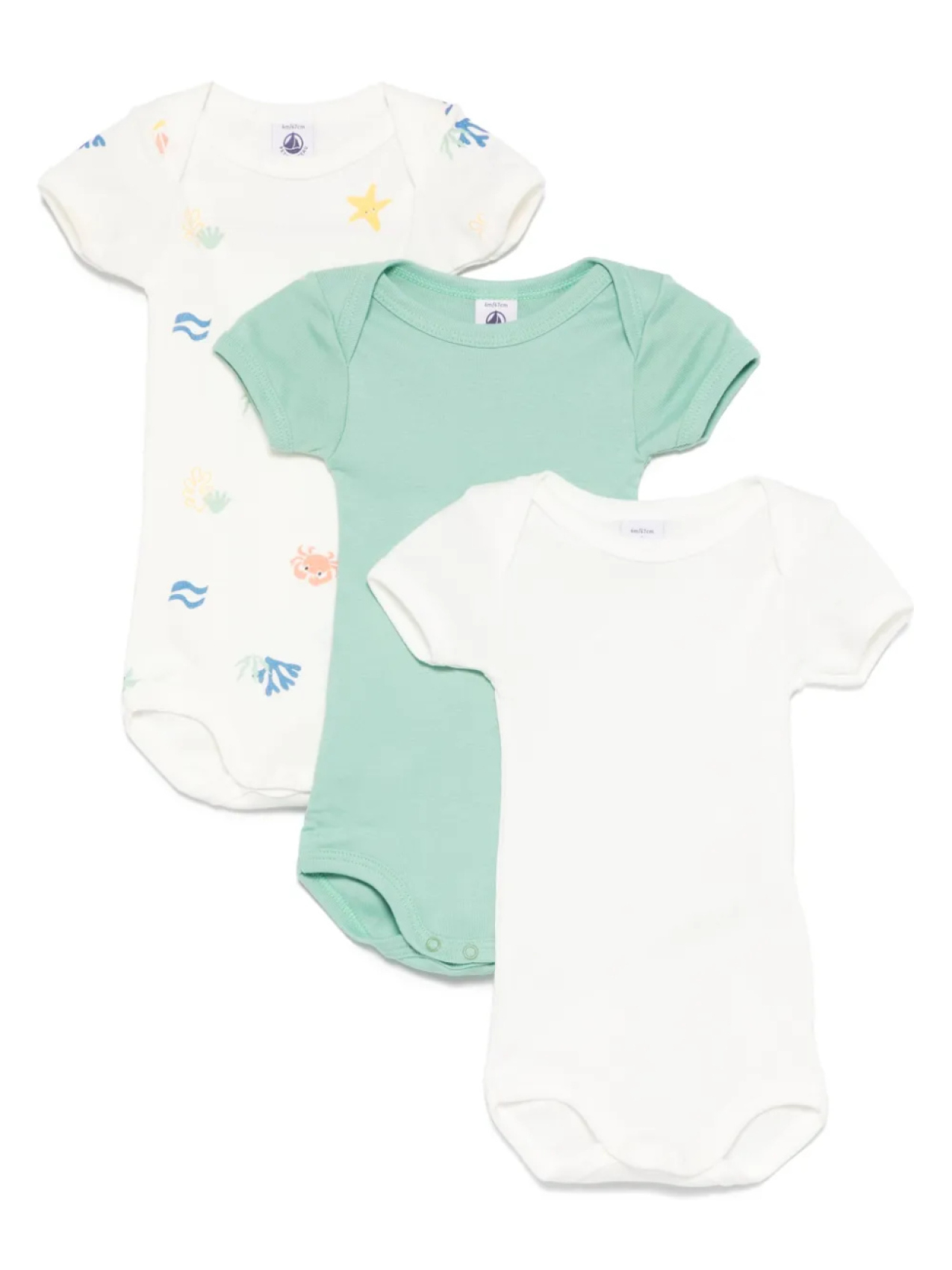 

Детские комбинезоны с графическим принтом (набор из трех штук) Petit Bateau, белый