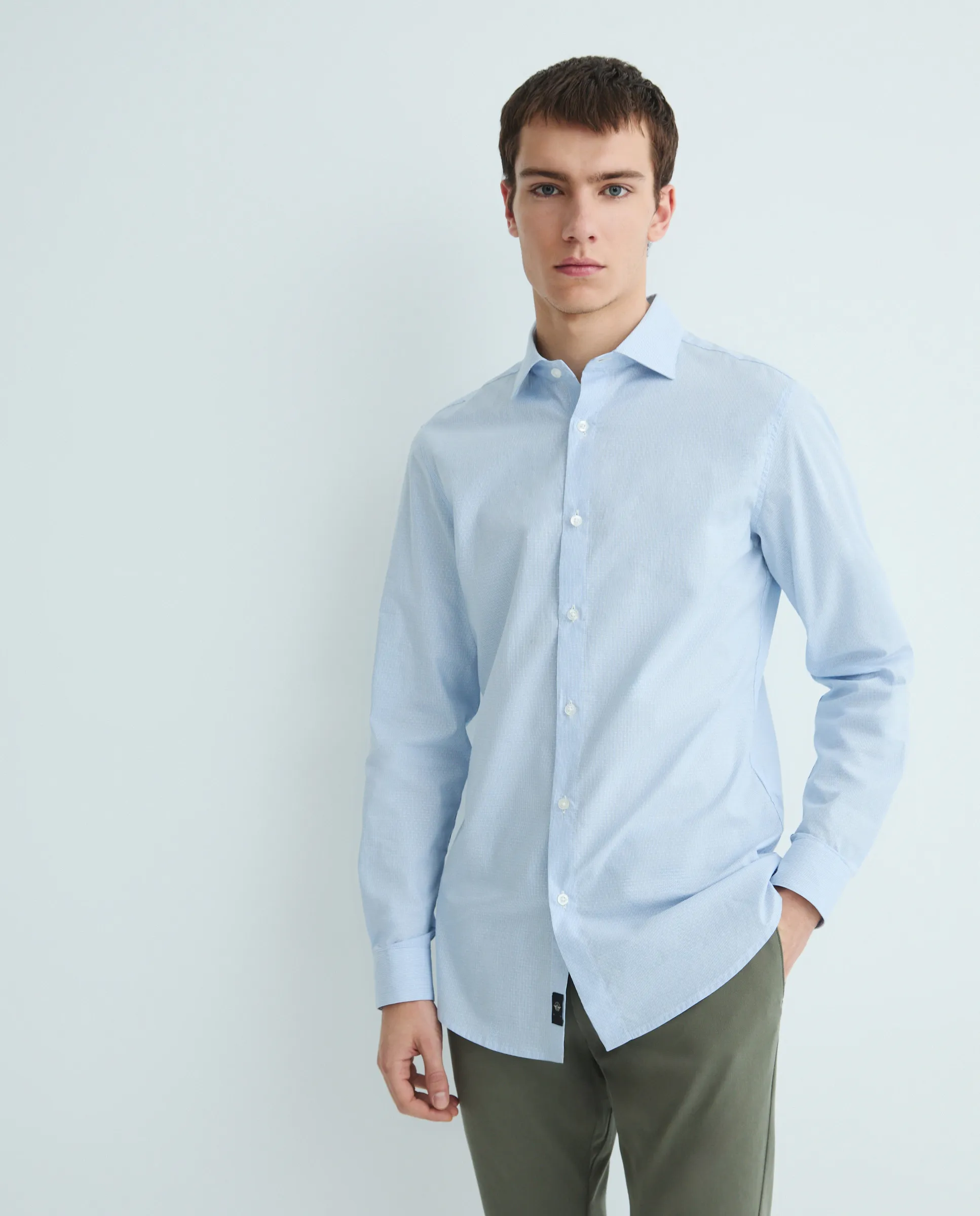 

Мужская рубашка с длинным рукавом, приталенная Dockers, светло-голубой