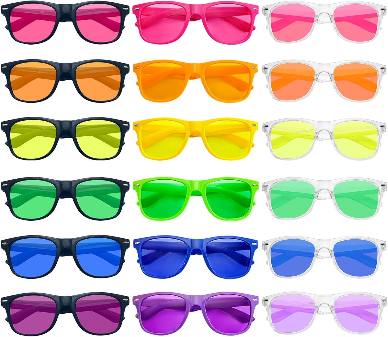 

Солнцезащитные очки Matcheck 10/18 шт., неоновые цвета, стильные тонированные очки, ретро-очки оптом для взрослых и подростков (унисекс), Triple Ways Assorted Frame-18