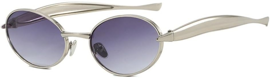 

Модные овальные солнцезащитные очки высокого качества для женщин и мужчин, винтажная металлическая оправа, стильные женские солнцезащитные очки с защитой от УФ-излучения UV400 HYYZZC, Silver Grey