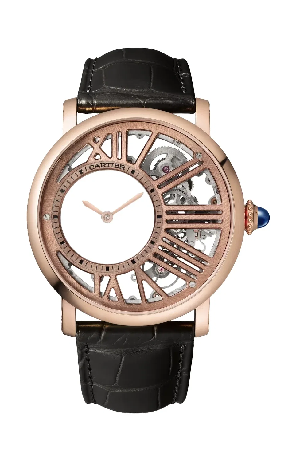 ROTONDE DE CARTIER СКЕЛЕТИРОВАННЫЕ С МИСТЕРИОЗНОЙ ИНДИКАЦИЕЙ, 42 ММ, РОЗОВОЕ ЗОЛОТО, МЕХАНИКА - WHRO0060, золотой