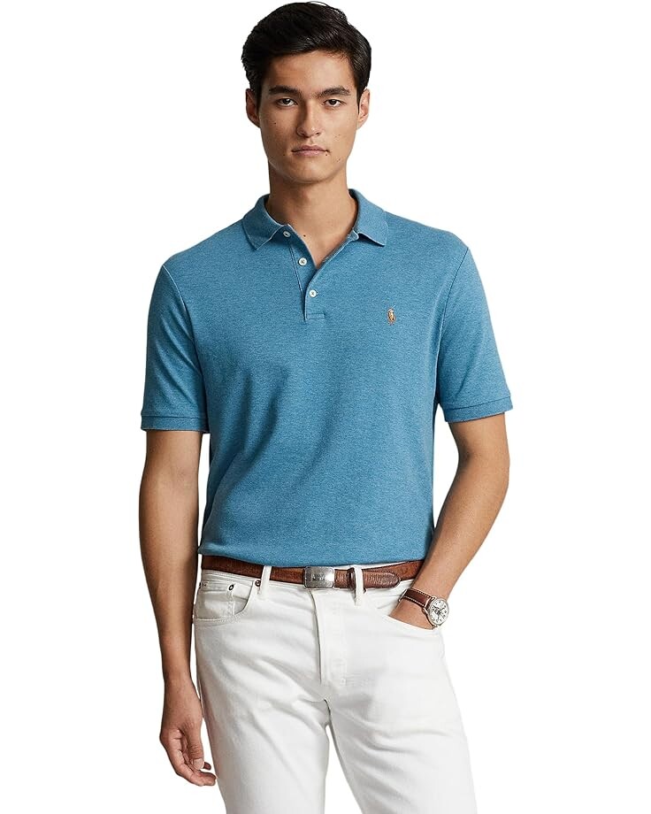 

Поло Polo Ralph Lauren Custom Slim Fit Soft Cotton Shirt, цвет Marine Heather