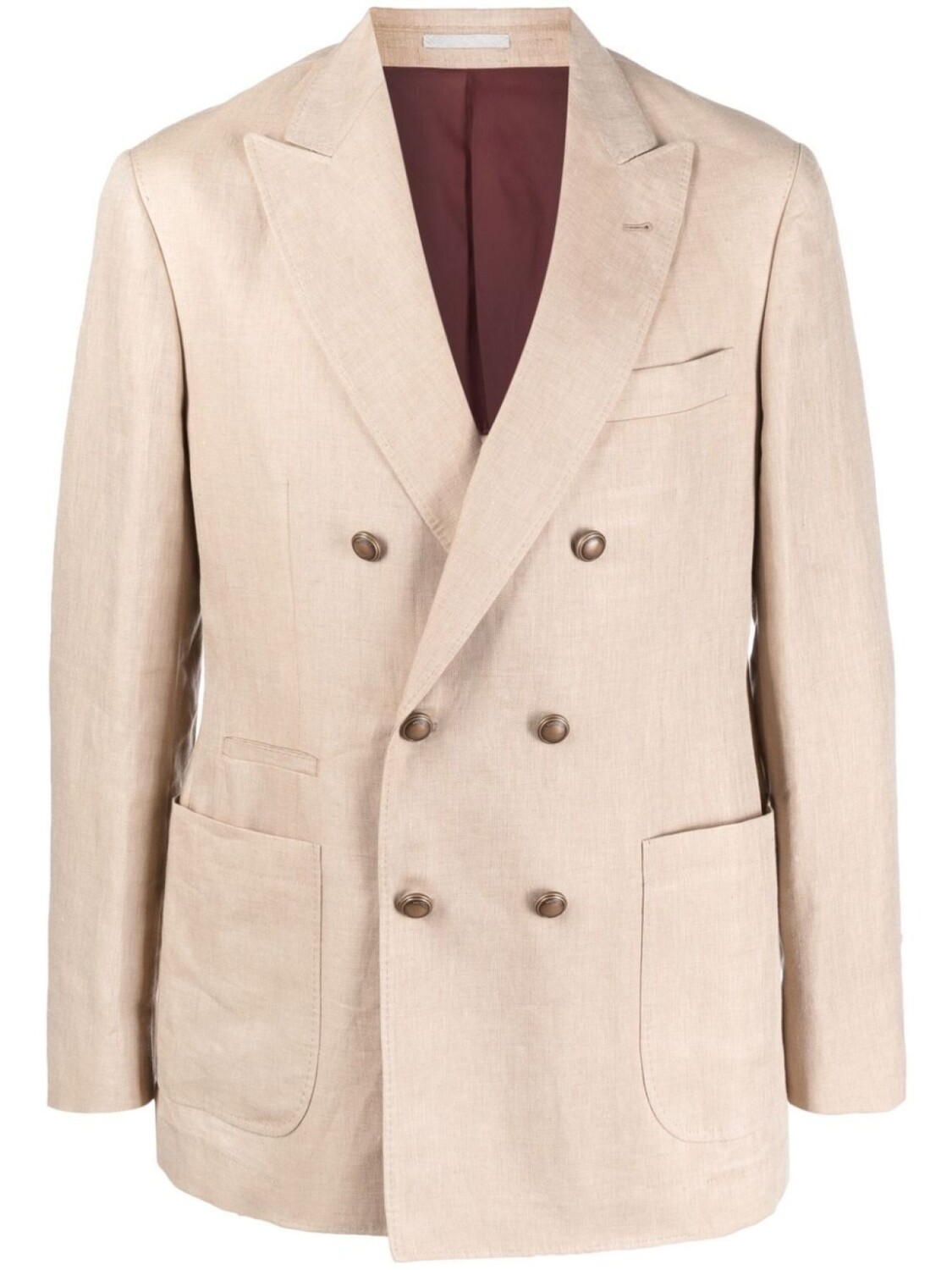 

Brunello Cucinelli двубортный пиджак строгого кроя, коричневый
