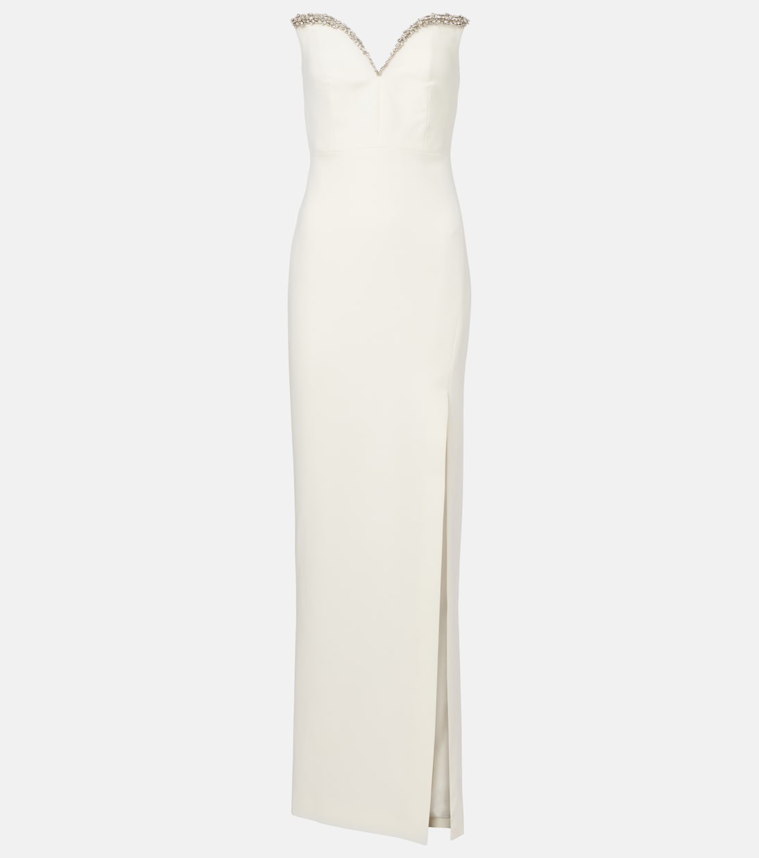 

Расшитое платье без бретелей из крепа Roland Mouret, кремовый