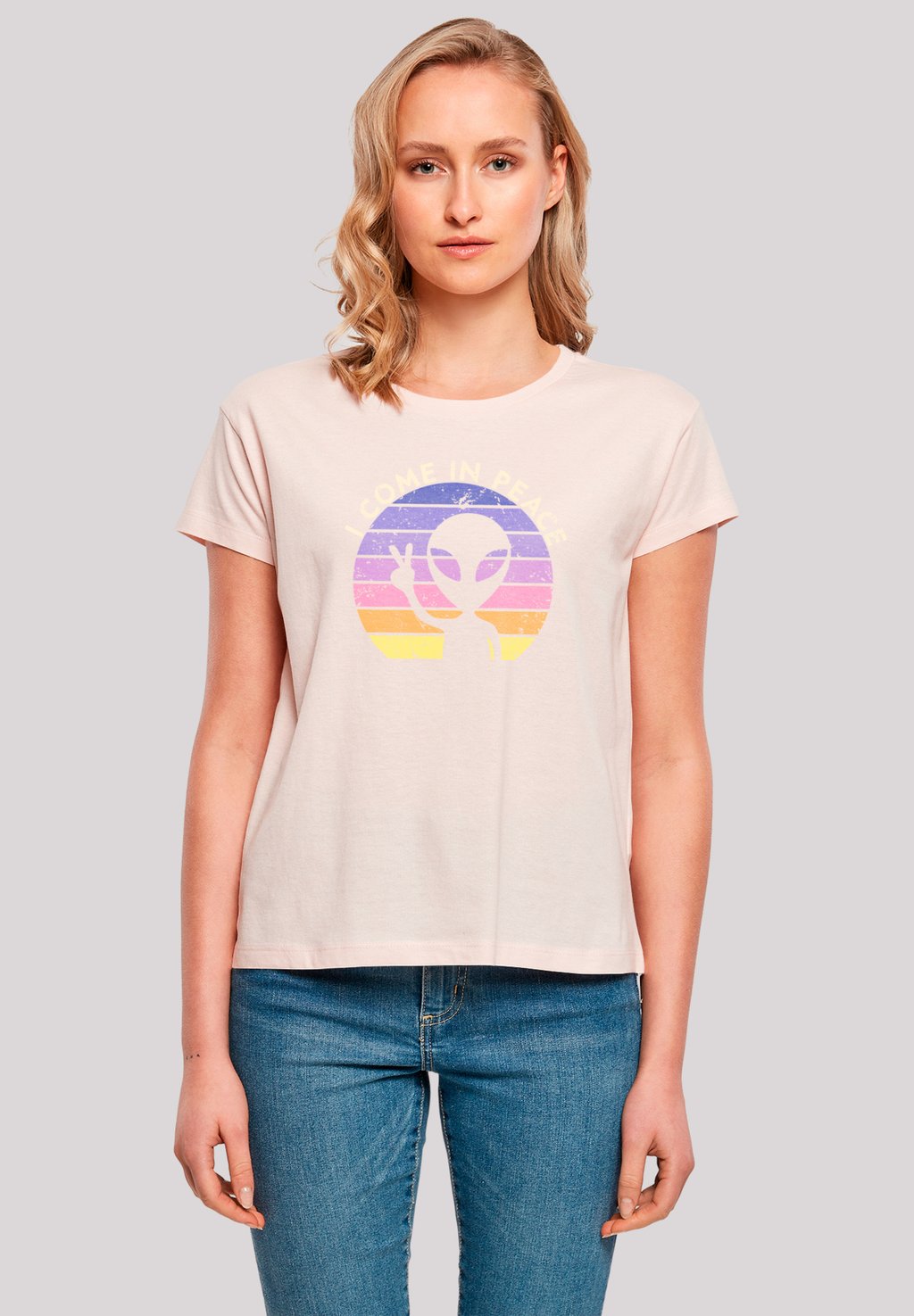 

Футболка с принтом ALIEN PEACE SUNSET F4NT4STIC, розовый