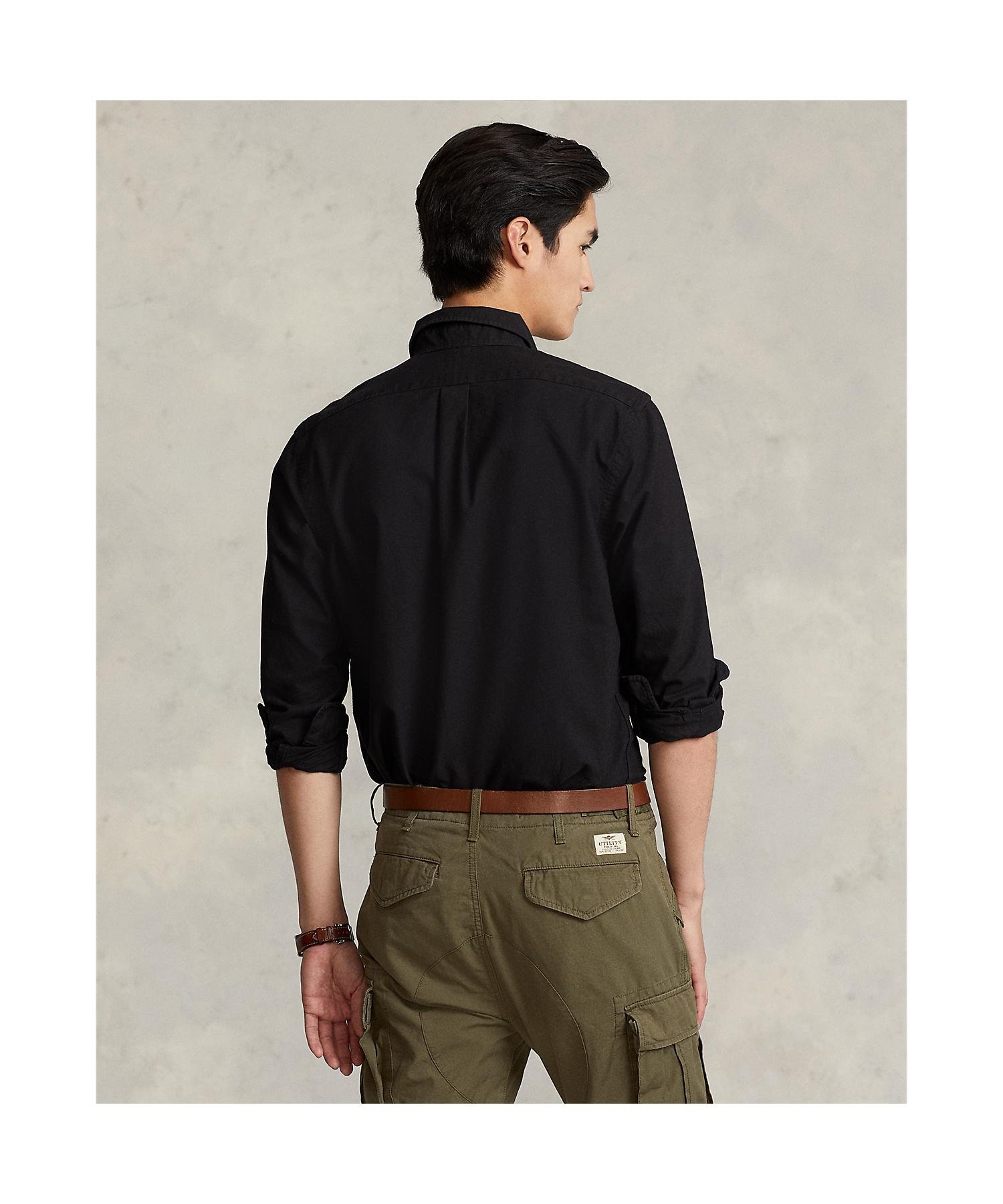 Классическая рубашка Оксфорд из ткани, окрашенной в готовом виде. Polo Ralph Lauren, 001 Black — фото 3