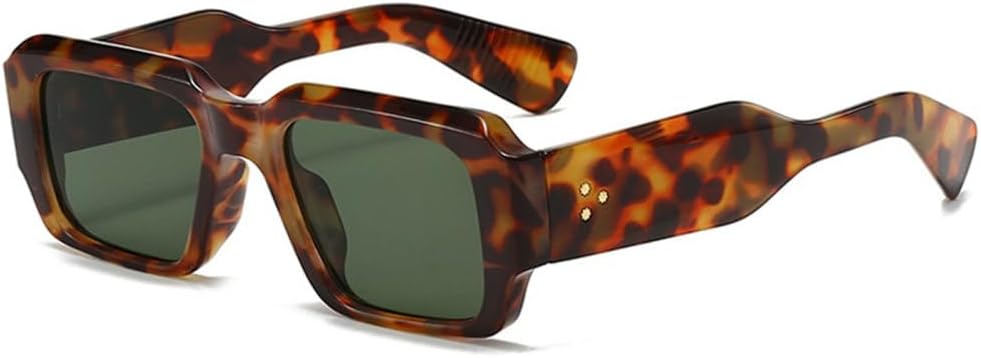 

Ретро-солнцезащитные очки конфетных цветов 2027 года для женщин, модные очки с заклепками и широкими дужками для мужчин, трендовые панк-солнцезащитные очки UV400 MTZJH, Leopard Dark Green