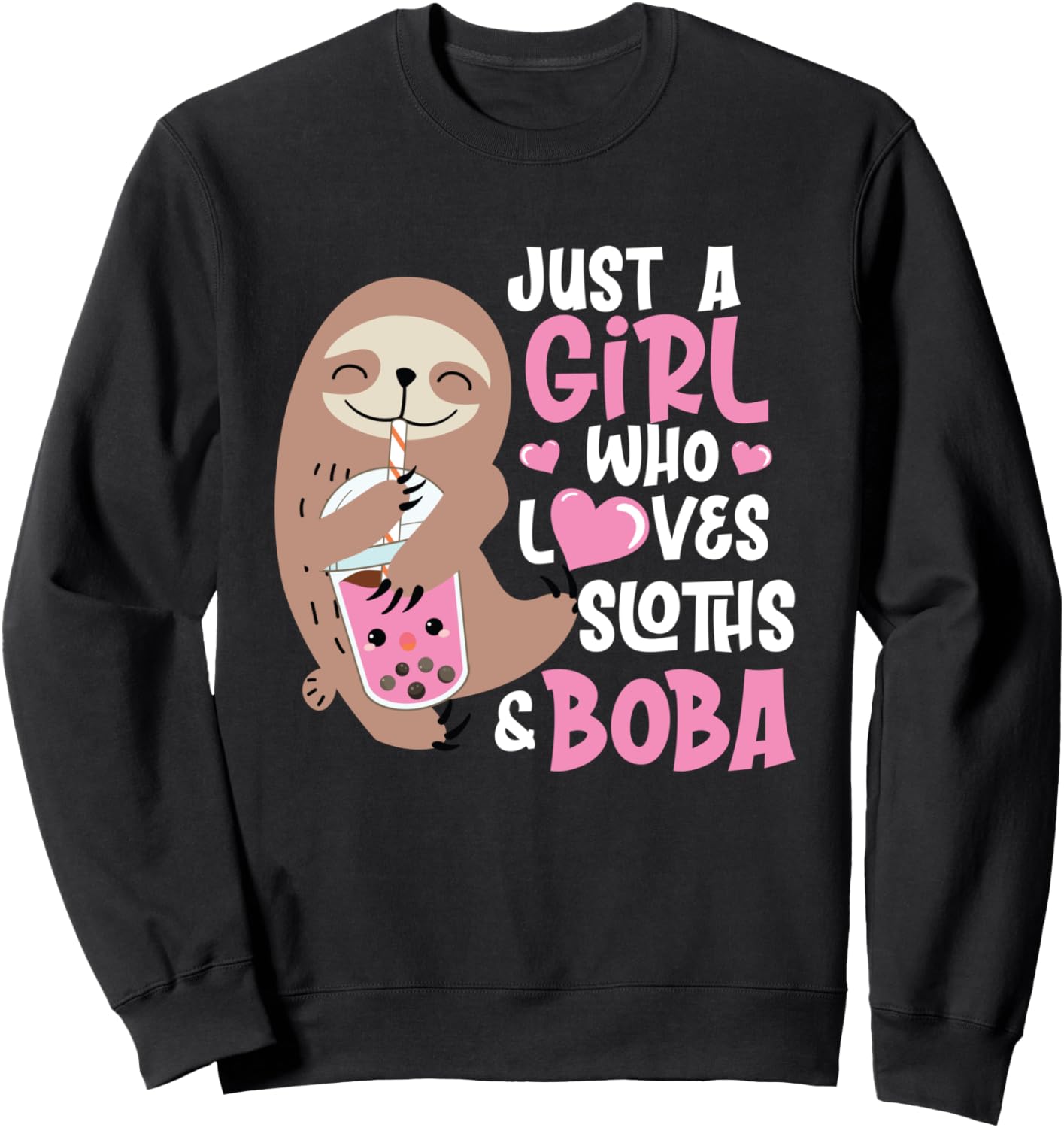 

Толстовка Bubble Just a Girl с изображением ленивца и чая боба Funny Cute Kawaii Milk Tea Lover Hs0, черный