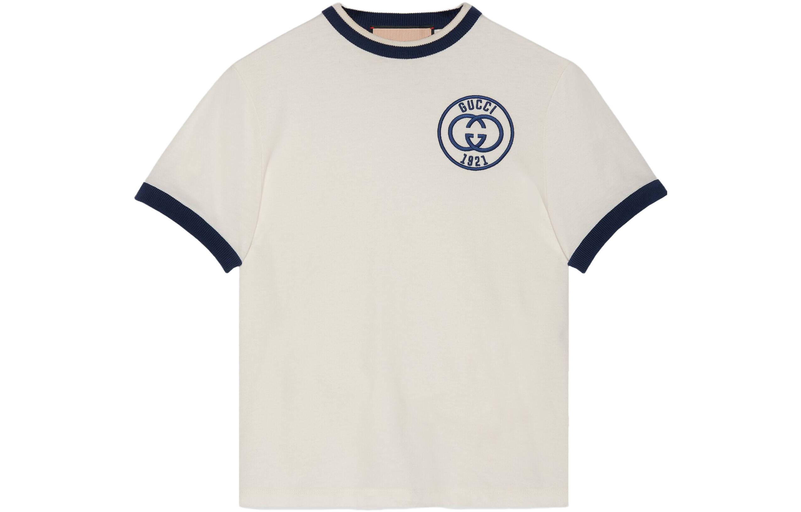 

Хлопковая футболка с вышивкой GUCCI, экрю