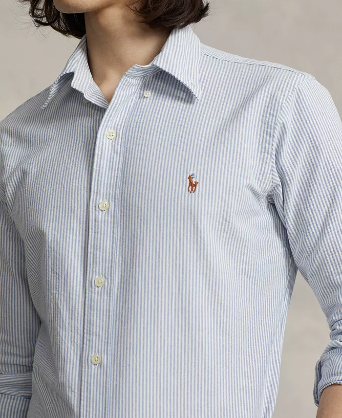 Мужская классическая рубашка Oxford Custom Fit Polo Ralph Lauren, синий — фото 3