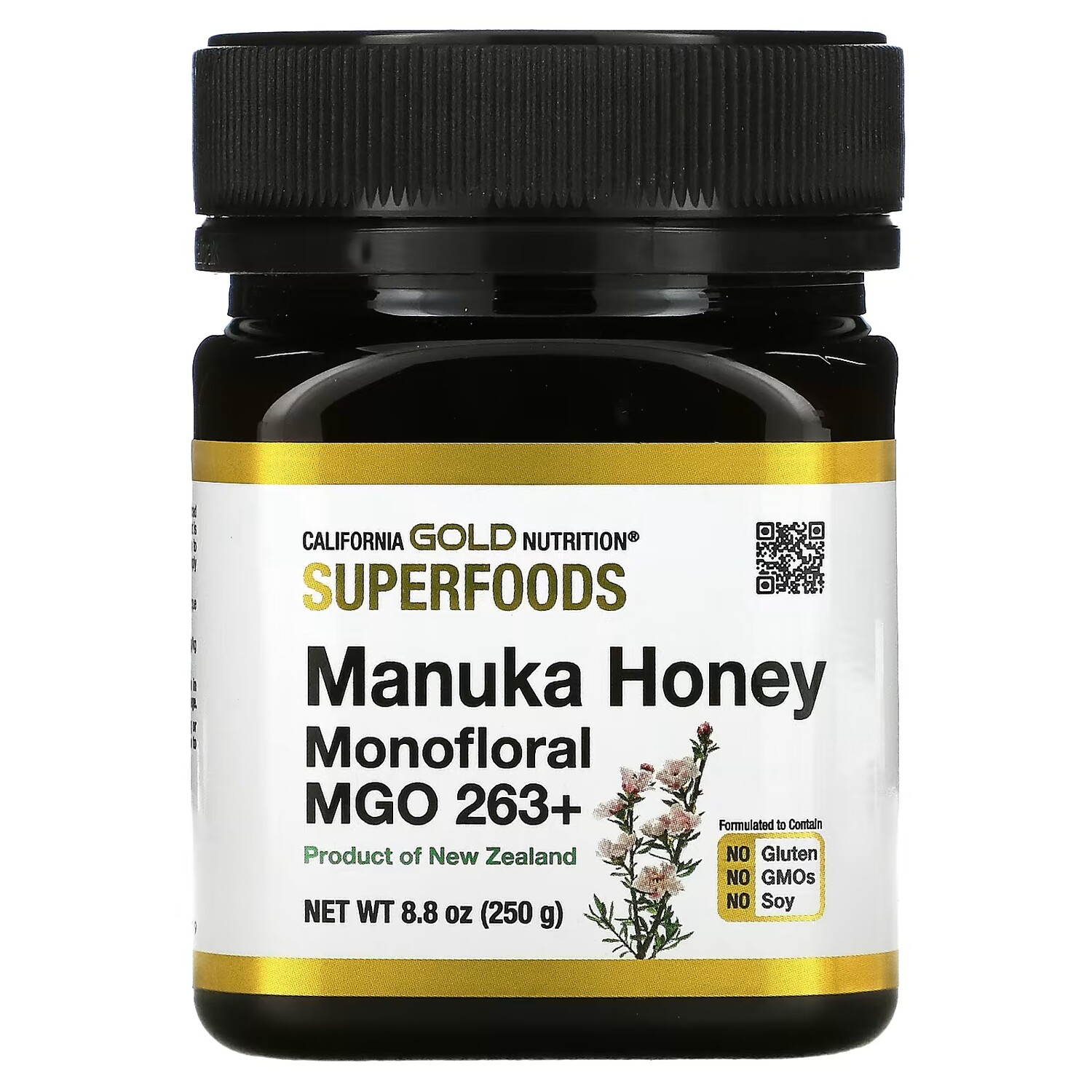 

СУПЕРФУДЫ — Манука Мед монофлоральный MGO 263+ 8,8 унции (250 г) California Gold Nutrition