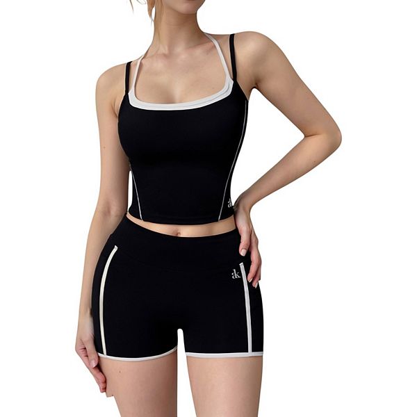 

Женский укороченный топ с квадратным вырезом и тонкими бретелями Anna-Kaci, Black