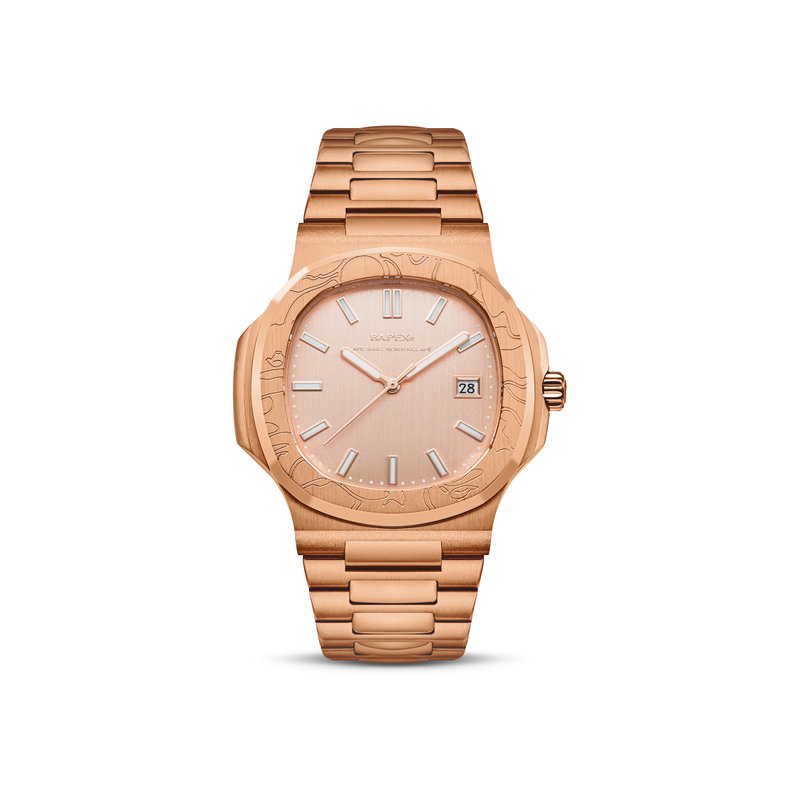

A BATHING APE Часы Bape Type 10 Bapex Watch Gold, Pink Dial PKX