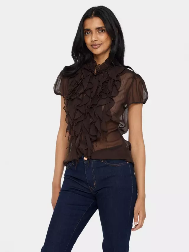 

Топ Saint Tropez Lilja Ruffle, цвет dark oak