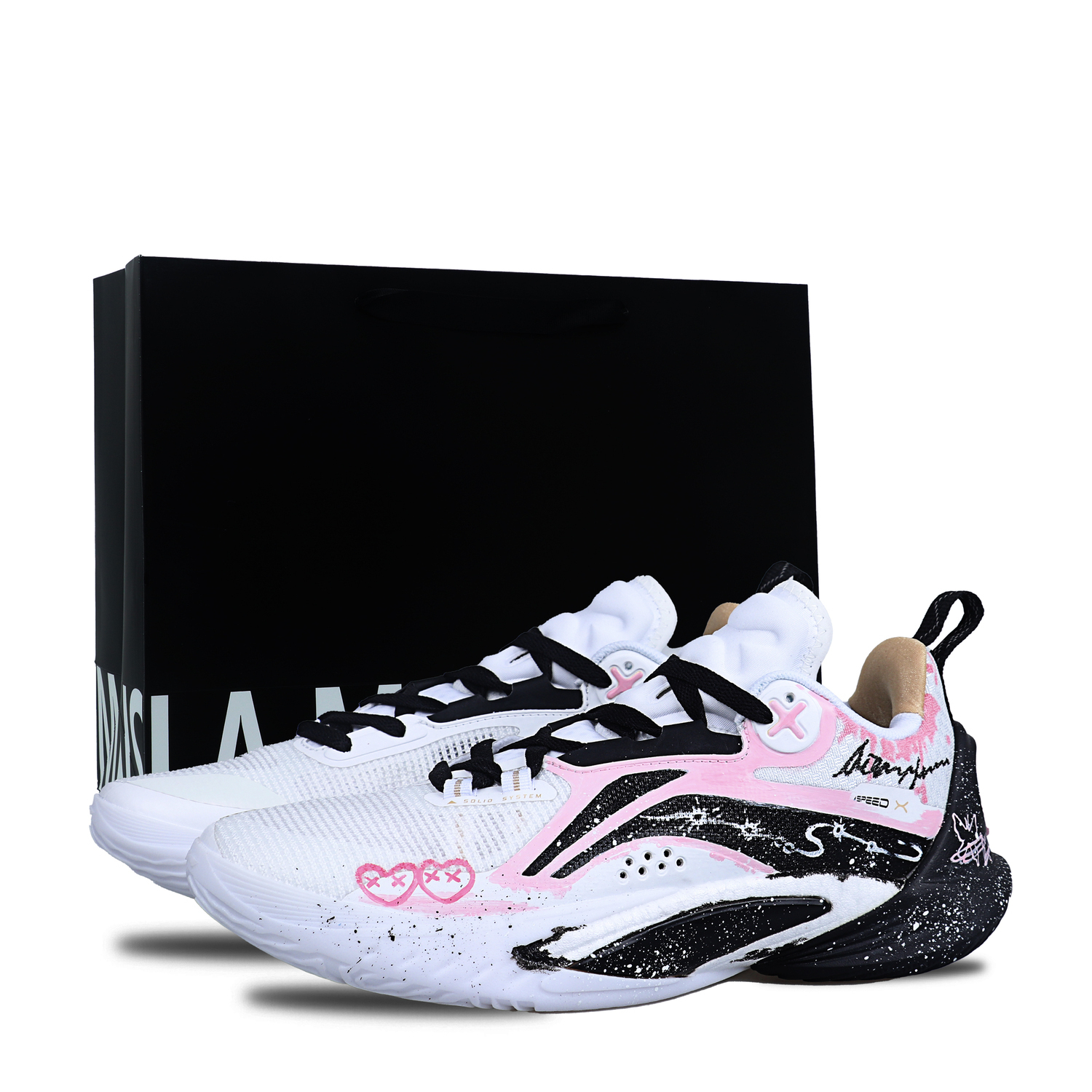 

Мужские низкие баскетбольные кроссовки LiNing Speed 10 с амортизацией, поддержкой и отскоком., белый розовый