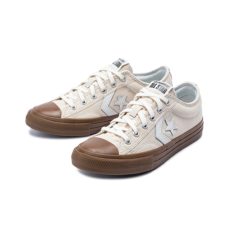 Низкие детские кеды из холста Converse, коричневый — фото 3