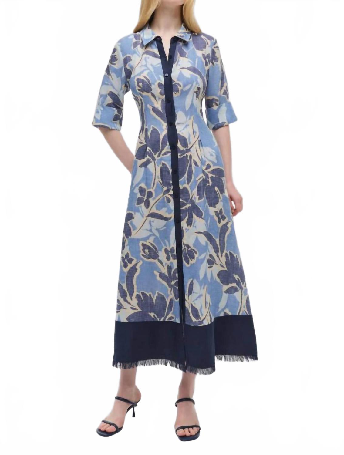 

Платье-рубашка Claudine миди в синем цвете гортензии JONATHAN SIMKHAI