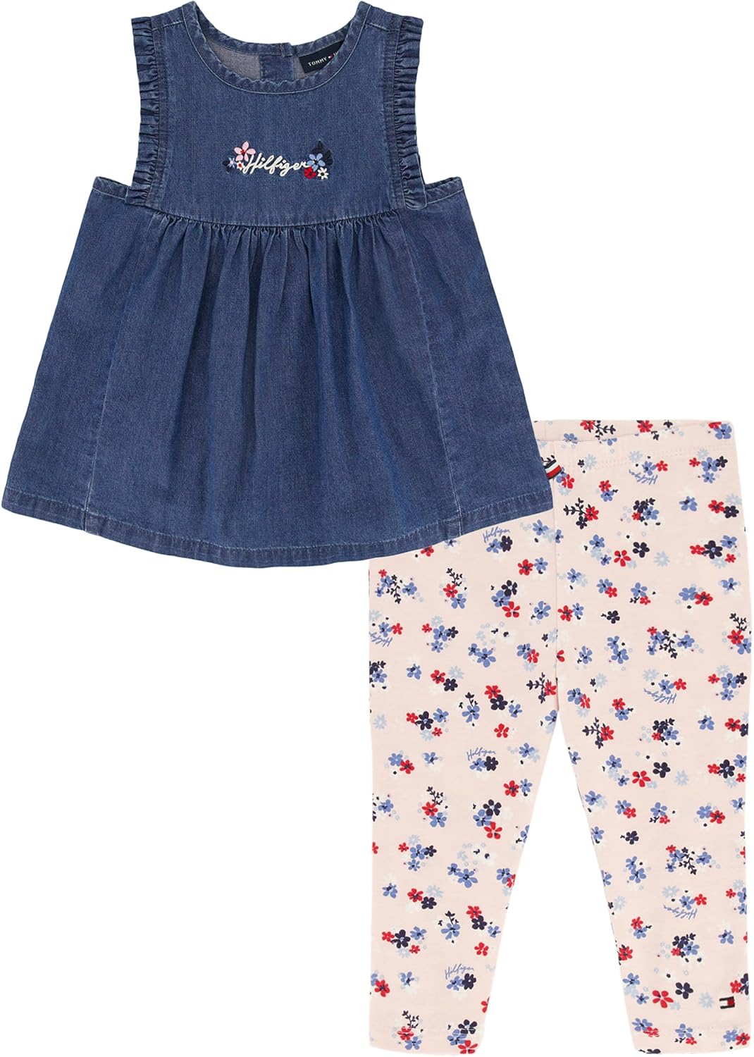 

Комплект из двух частей туники-капри от Tommy Hilfiger для девочек, Denim / Floral