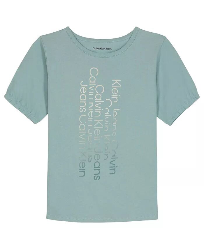 

Футболка с рукавами-фонариками и логотипом Big Girls Ombre Calvin Klein