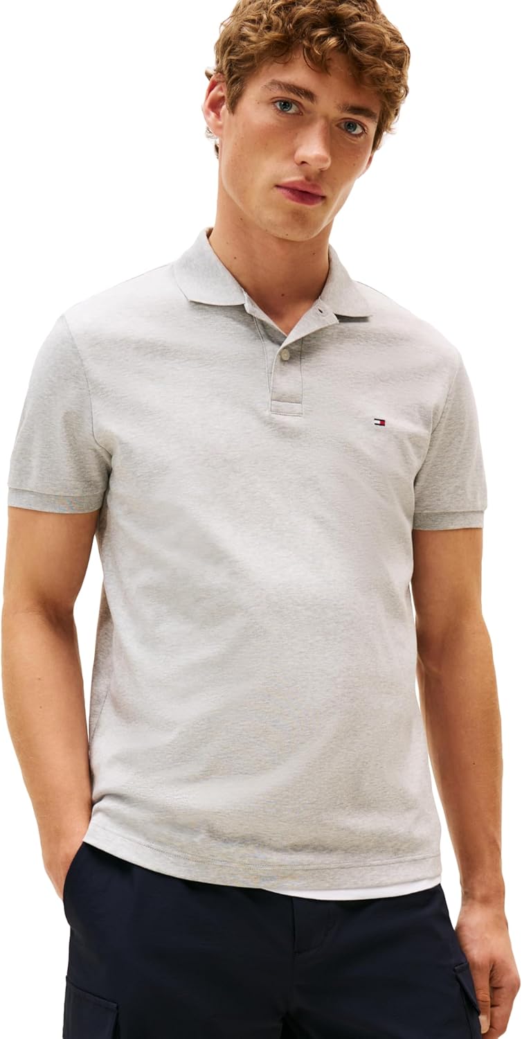 

Мужские поло Tommy Hilfiger с коротким рукавом, повседневные, классический крой, с жидким хлопком, Grey Heather, Серый, Мужские поло Tommy Hilfiger с коротким рукавом, повседневные, классический крой, с жидким хлопком, Grey Heather