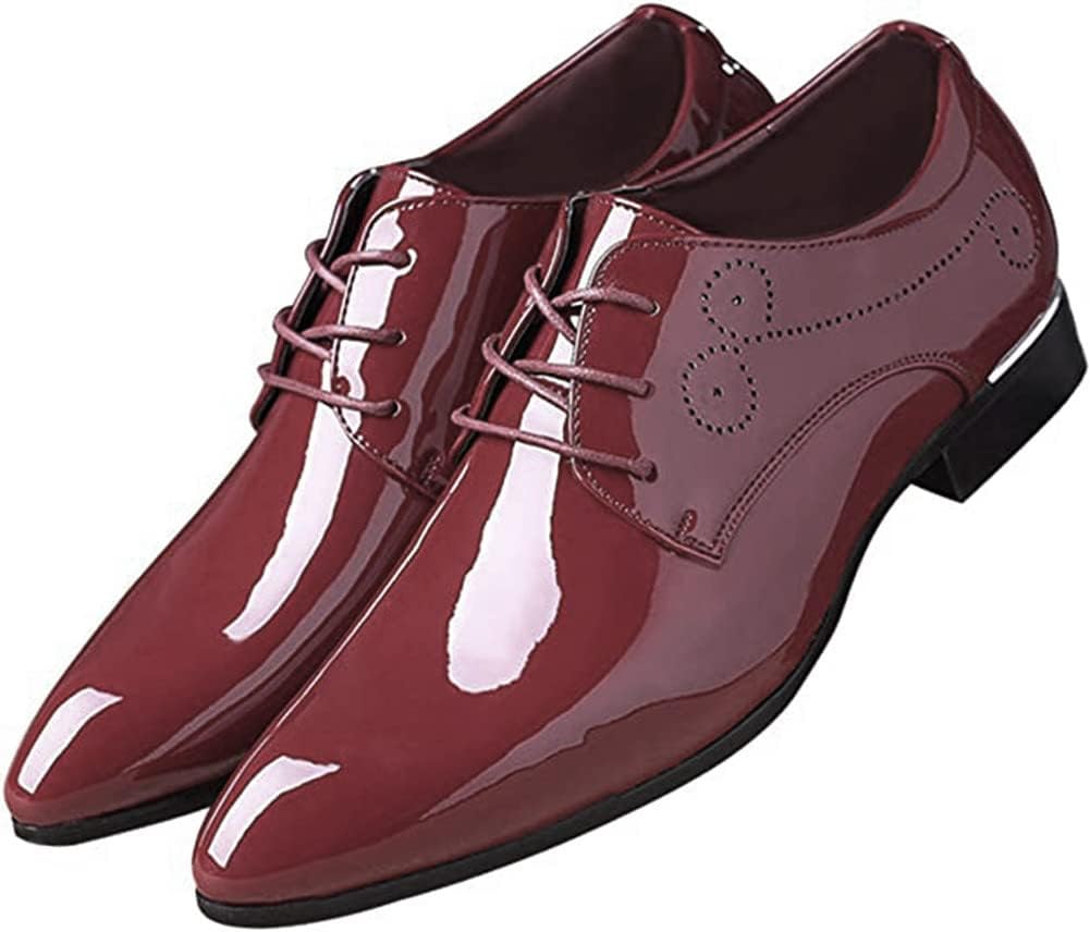 

Мужские классические туфли оксфорды с заостренным носком, из лакированной кожи, шнуровка, синие, красные, белые Santimon