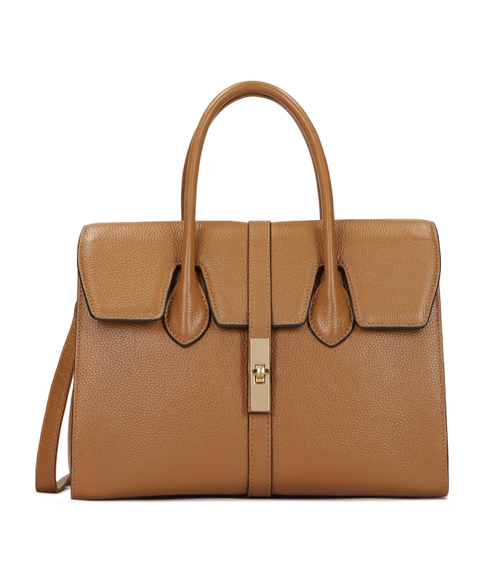 

Кожаная сумочка с изящным клапаном и застежкой. Kazar, коричневый