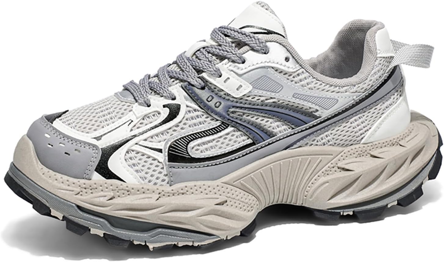 

Мужские кроссовки Netehadi с цветными блоками, массивной платформой, шнуровкой, повседневные, с нескользящей подошвой, с круглым носком, для прогулок, вождения и повседневной носки, серый