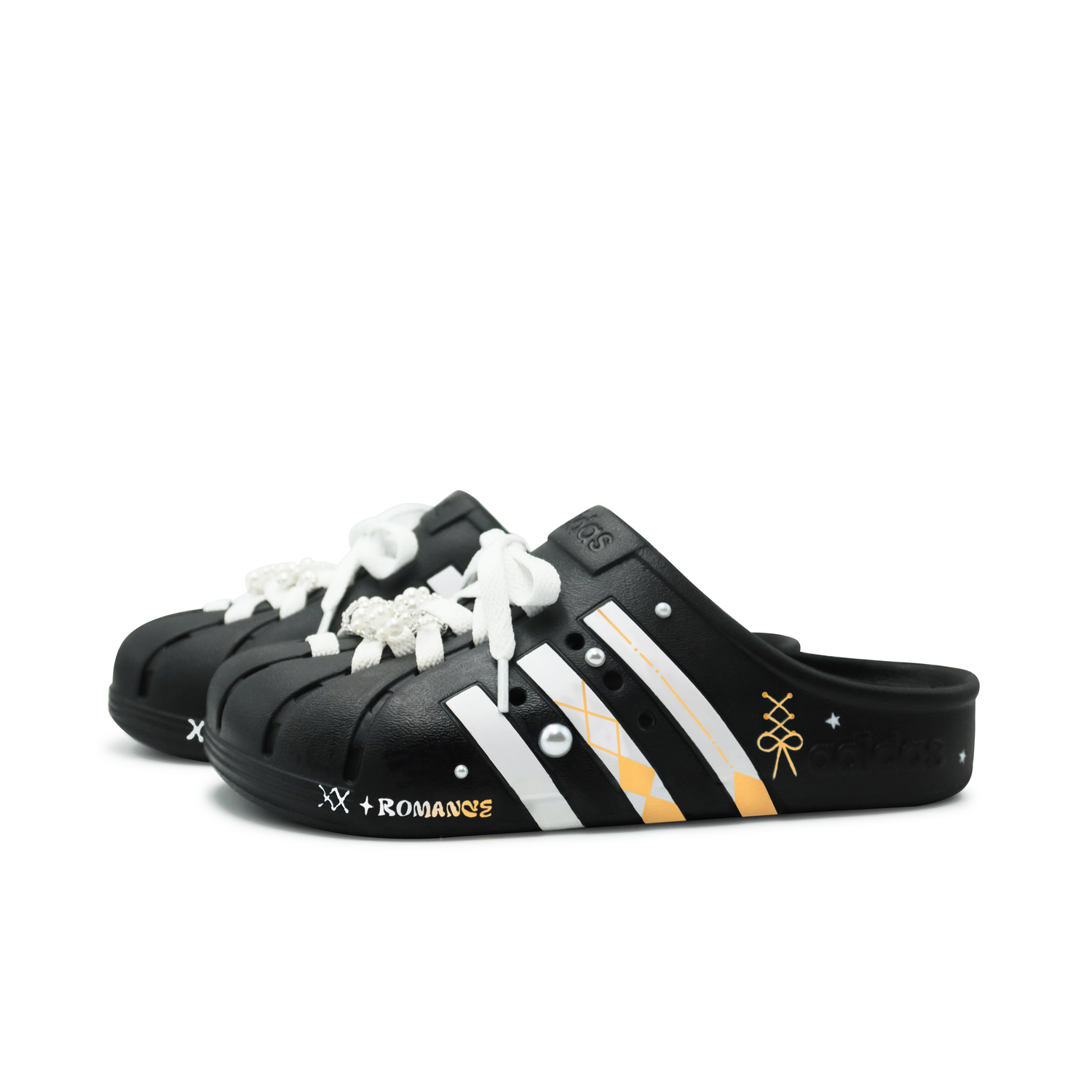 ADILETTE CLOGS Сланцы с обёрнутым носком Унисекс Чёрный Белый Оранжевый Adidas, Чёрный Оранжевый — фото 3
