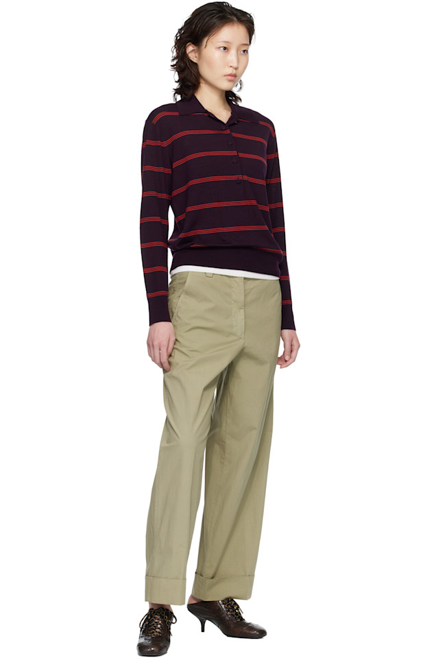 Dries Van Noten Бежевые брюки из эластичного хлопка — фото 4