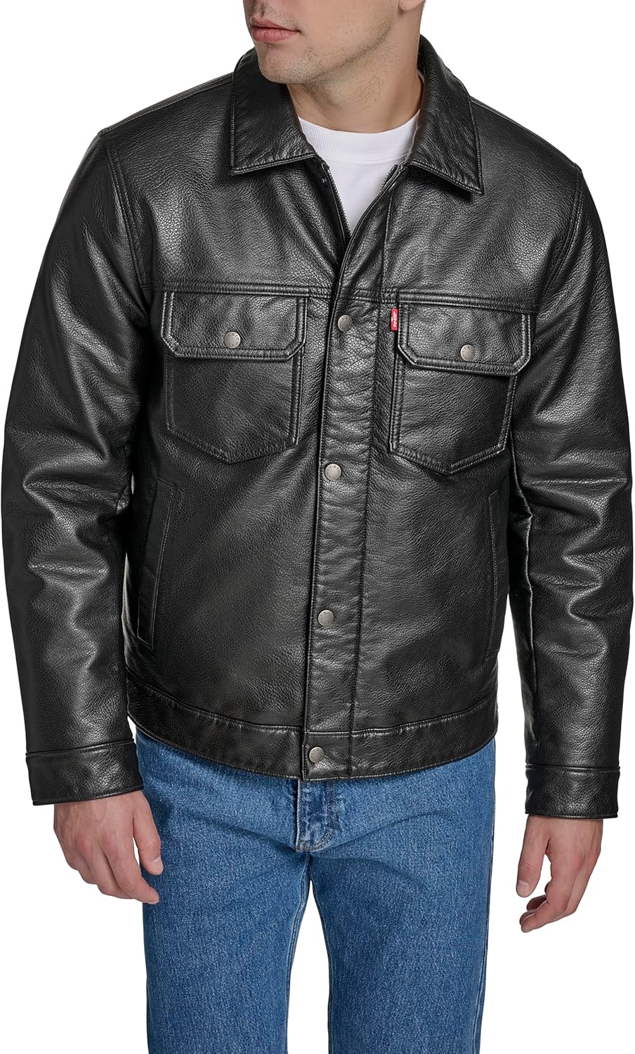 

Мужская куртка Levi's из искусственной кожи со стеганой подкладкой, Black