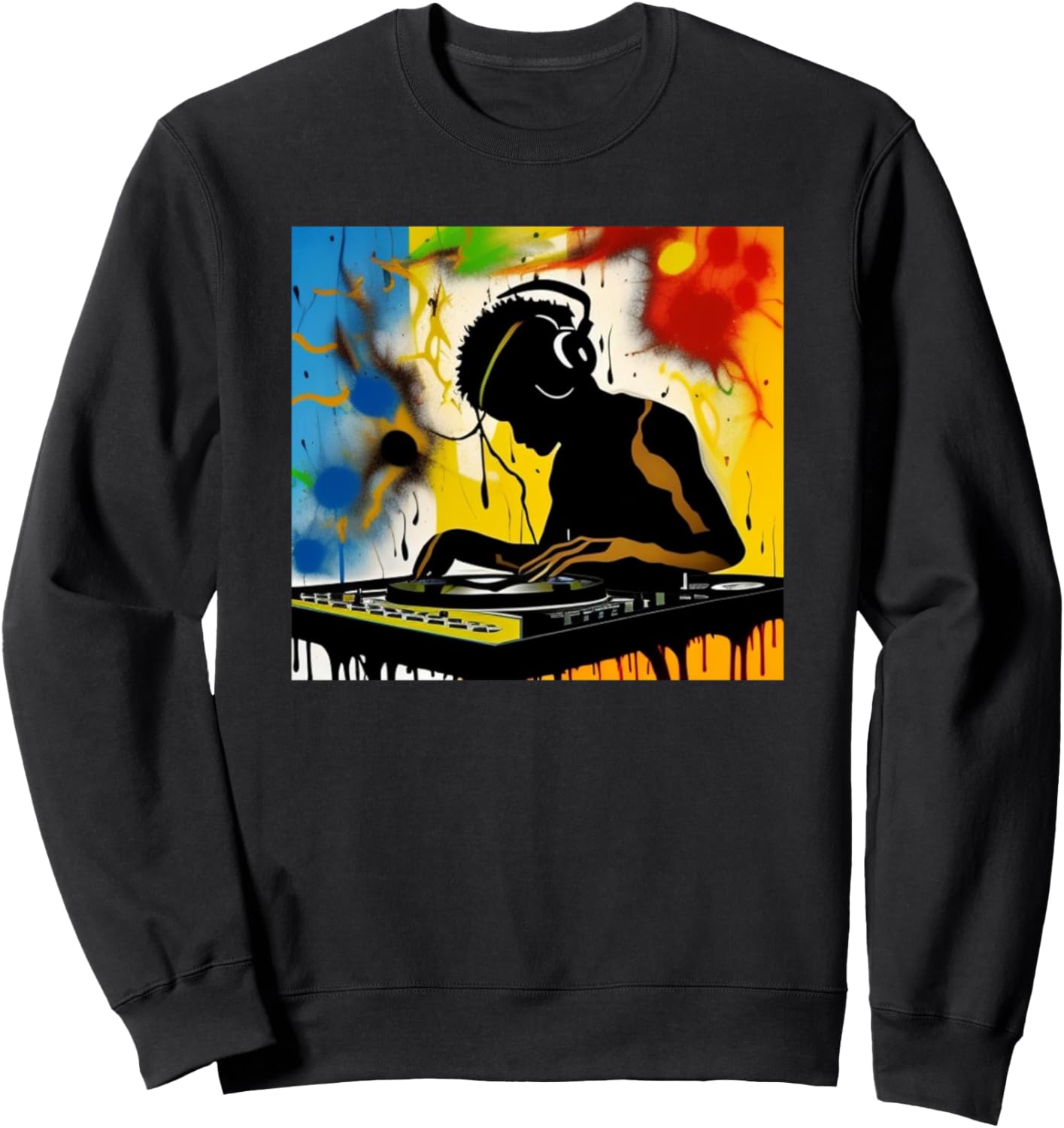 

Толстовка с изображением диджея Ди Джоки и красочного проигрывателя виниловых пластинок Dj Turntable Discjockey Men Women Kids Boys - Gift, черный