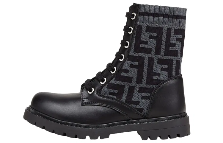 Детские кожаные ботинки FENDI черные